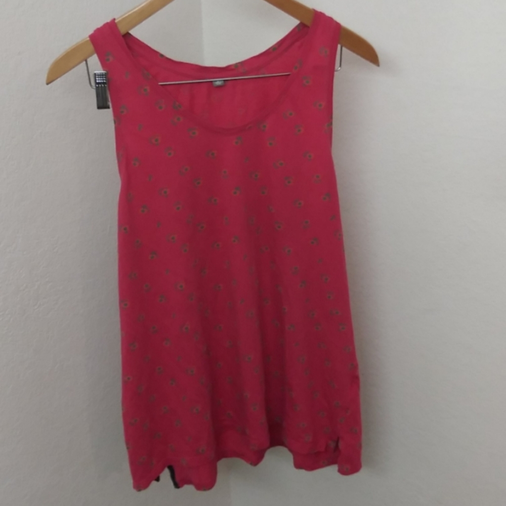 Uniqlo pink,gray, and peach floral tank top